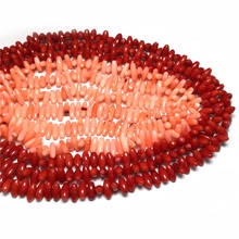 Cuentas de Coral Natural para hacer joyas, accesorios de pulsera de 8x14mm, exquisita forma irrealista de arroz, Agujero cruzado 2024 - compra barato