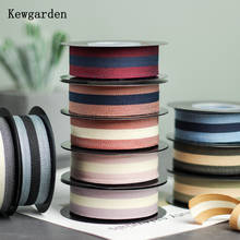 Kewgarden 1" 25mm Stripe Cotton Ribbon Handmade Tape Riband DIY Hair Bow Brooch Accessories Gift Packing Webbing 10 Yards 2024 - buy cheap