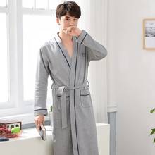 Autumn Spring Men Robe Gown Casual Cotton Kimono Bathrobe Male Daily Spa Home Clothes Long Sleeve Sleepwear Oversize 4XL 2024 - buy cheap