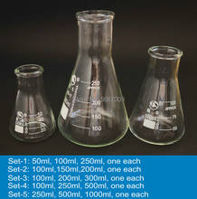 1 Набор Erlenmeyer Боросиликатное Стекло колба широкая шея коническая треугольная колба для лабораторного химического оборудования 2024 - купить недорого