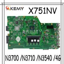Akemy-placa base original X751NV, para ordenador portátil ASUS X751NA, X751N, 4GB-RAM, N3700 / N3710 / N3540 2024 - compra barato
