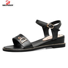 SKLFGXZY Summer New Arrival Women Sandals Fashion Genuine Leather Women's Shoes Outdoor Wedge Cowhide Fashion Sandals 2024 - buy cheap