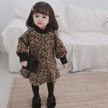 Vestido de leopardo grueso para niña, ropa cálida de manga larga para fiesta de cumpleaños, primavera, Otoño e Invierno 2024 - compra barato