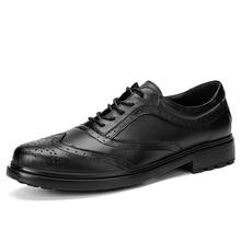 Zapatos Brogues de cuero para hombre, zapatillas clásicas de negocios, de cuero genuino, informales, planos, color negro 2024 - compra barato