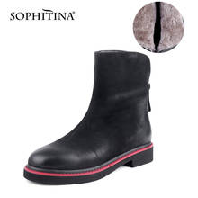 SOPHITINA Women Boots Winter Warm Fashion Comfortable High Quality Ladies Mid-Calf Boots Low Heel Zipper Black Shoes Women C822 2024 - buy cheap