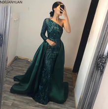 Sequin Formal Evening Dresses for Women Elegant Mermaid One Shoulder Ruffle Sleeve Sparkle Long Party Dresses 2024 - buy cheap