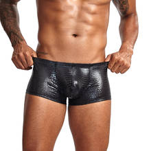 Dihope Sexy Boxer Mens Snake Skin Leather Underwear Men Shorts Men U Convex Low Waist Male Underpants Ropa Interior Hombre 2024 - buy cheap