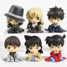 6pcs/set Detective Conan Conan Kudou Shinichi Mouri Ran Gin Matsuda Jinpei Berumotto Mini PVC Figures Toys Egg Dolls 2024 - buy cheap