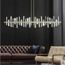 Lustre suspenso de cristal, moderno, para restaurante, bar, casa de luxo, decoração simples, personalizado, longo, brilhante 2024 - compre barato