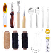 1 SET Leather Craft Hand Stitching Sewing Tools Kit Waxed Thread Awl Thimble Scissors Needles Ruler Set DIY Manual Leathercraft 2024 - buy cheap