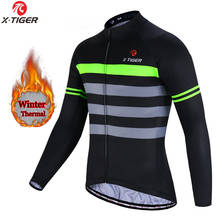 X-tiger térmica-Camiseta de manga larga para Ciclismo, lana para Maillot de Invierno, MTB 2024 - compra barato