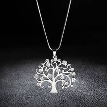 Stainless Steel Tree Of Life Pendant Long Necklace Sweater Chain Womens Necklaces Silver Color Jewelry 2020 New 2024 - buy cheap