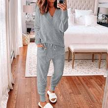 1 Set Tracksuit V Neck Long Sleeve Cotton Blend Spring Autumn Sportswear for Women 2024 - buy cheap