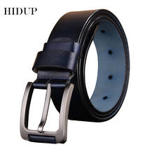 HIDUP-Cinturón de piel auténtica para hombre, cinturones de estilo Retro con hebilla de Metal, 3,8 cm de ancho, accesorios para Vaqueros, 2020, NWJ143 2024 - compra barato