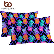 BeddingOutlet-funda de almohada con estampado de piña, cubierta de almohada con estampado de frutas tropicales, ropa de cama púrpura, geométrica, envío directo, 2 uds. 2024 - compra barato