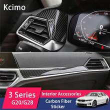 Carbon Fiber Color Center Console Dashboard Trim Strips 2Pcs ABS Car Styling For BMW 3 Series G20 G28 2020 LHD 2024 - buy cheap