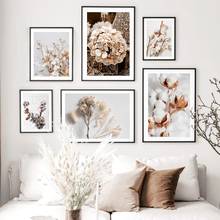 Plantas de outono flor algodão pintura da lona estilo nórdico posters e cópias parede arte fotos para sala estar quarto decoração casa 2024 - compre barato