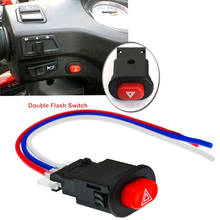 Interruptor de luz de emergência para motos, botão de flash duplo, pisca de aviso, sinal de luz de emergência com bloqueio de 3 fios, 1 peça 2024 - compre barato