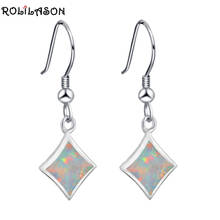 ROLILASON Elegant Drop Earrings Wholesale& Retail White Fire Opal Silver Fashion Opal Jewelry OES644 for Women 2024 - buy cheap