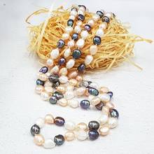 Lii Ji-collar de perlas de agua dulce para mujer, collar elegante multicolor de 7-8mm de largo, alrededor de 120cm, joyería para boda, regalo bonito 2024 - compra barato