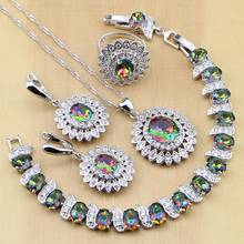 Mystic Rainbow Fire CZ 925 Sterling Silver Jewelry Jewelry Sets Women Earrings/Pendant/Necklace/Rings/Bracelet T234 2024 - buy cheap