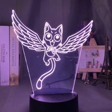 Lámpara 3D Anime Fairy Tail Cat Happy Fly Figure, luz LED nocturna con Sensor táctil, lámpara de mesa que cambia de Color, luz de decoración para dormitorio de niños 2024 - compra barato