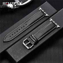 REMZEIM Cowhide Leather Strap for Apple Watch Band 44mm 40mm iwatch 7 6 5 4 3 2 1 Wristband 42mm 38mm bracelet Watch Accessories 2024 - buy cheap