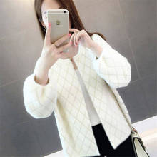 2020 women's sweater imitation mink fur short coat autumn and winter new loose fashion short knit cardigan shirt 2024 - buy cheap