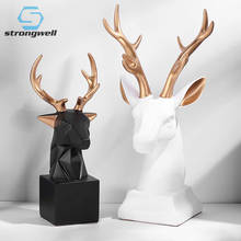 Strongwell-escultura de cabeza de ciervo geométrica nórdica, adornos de Arte Moderno, artesanías de resina creativas, decoración del hogar, regalo de boda 2024 - compra barato