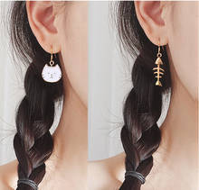 New Cute Asymmetric Cat Fish Earrings Enamel Kawaii Kitten Fishbone Earrings For Women Fashion Cat Face Jewelry Gifts 2024 - buy cheap