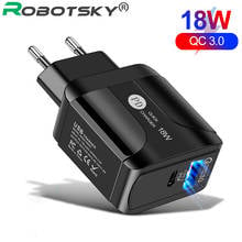 Robotsky 18W US/EU/UK Fast Charging QC3.0 PD Charger  USB Type C Fast Charger For iPhone Samsung Xiaomi Mobile Phone Charger 2024 - buy cheap