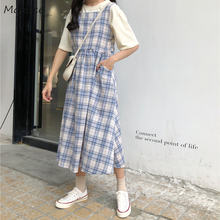 Sleeveless Dress Women Plaid Preppy Style Students Sweet Cute Japanese Style Ulzzang Loose Mid-calf Casual All-match Female New 2024 - buy cheap