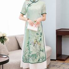 Vestido de festa feminino com estampa floral, elegante, moda verão 2021, retrô, ao dai, oriental, cheongsam, moda feminina, qipao 10557 2024 - compre barato