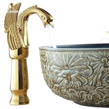 Golden Swan carved basin tap copper ceramic kitchen faucet single handle single hole hot and cold water mixed bathroom faucet 2024 - buy cheap