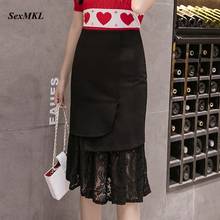 Большие размеры, черная юбка-карандаш для женщин 2020, модные сексуальные длинные юбки с высокой талией, женская одежда, Корейская офисная уличная красная юбка 2024 - купить недорого