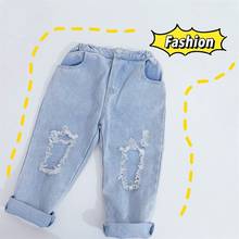 3-9 Years Kids Jeans Casual Korean Ripped Jeans for Girls Fashion Denim Big Girl Trousers 3 4 5 6 7 8 9 Years Children Pants New 2024 - buy cheap