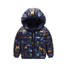 Новинка; куртка для маленьких мальчиков и девочек; сезон осень-зима; теплое плотное пальто с капюшоном; детская одежда; пуховик с рисунком динозавра; верхняя одежда; CT070 2024 - купить недорого
