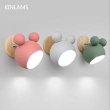 Nordic Wooden Wall Lamps Cute Cartoon Styling Coloful Wall Sconces Kitchen Restaurant Macaroon Decorative Bedside Lamp E27 2024 - buy cheap