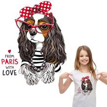 From Paris Love Dog Iron-On Transfers Diy Heat Print On T-Shirt Dresses Sweater Garment Parches Washable Thermal Patch 2024 - buy cheap