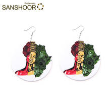 SANSHOOR AFRO Ethnic Wood Drop Earrings With African Montherland Map Red Yellow Green Colors As Women Christmas Gift 1Pair 2024 - buy cheap