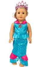 Doll Clothes for Born Baby Dolls Mermaid Fishtail Dress and Crown Set for 18 Inch Girl Doll Cute Dress Children Gifts 2024 - buy cheap