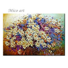Heavy Textured Flower Oil Painting Decorative Items Unframed Handmade Abstract Knife Acrylic Canvas Flower Wall Art Pictures 2024 - buy cheap