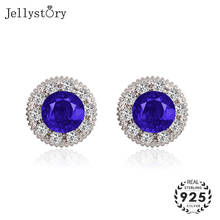 Jellystory Trendy Women Stud Earrings 925 Sterling Silver Round Ruby Gemstone Earrings  Hot Selling Wedding Gifts Wholesale 2020 2024 - buy cheap