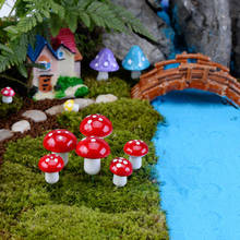 Resina artesanato decorações cogumelos novo 10 pçs mini cogumelo terrário estatuetas de fadas jardim miniaturas festa jardim ornamento 2024 - compre barato