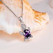 Charming Purple Oval Stone Cute Turtle Pendants Necklaces For Women Wedding Jewelry Rainbow Crystal Silver Color Chain Necklace 2024 - buy cheap