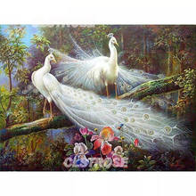 Pintura de diamantes 5D Diy de Animal, pavo real blanco de pie sobre el árbol, decoración del hogar, bordado de diamantes personalizable, regalo hecho a mano 2024 - compra barato