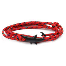 Moda shark strand pulseiras masculino feminino náutico sobrevivência corda corrente pulseira de metal ganchos 2024 - compre barato