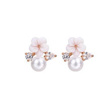 Bettyue New Fashion Cute Pearl Flower Shape With Cubic Zircon Elegant Stud Earring Chaming Gift For Women&Girl Adorable Dress-up 2024 - buy cheap