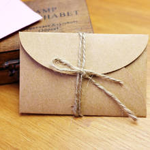 Mini envelopes de papel kraft vintage, 50 com 90x60mm, decoração simples, cartão de visita, retrô, presente para convites 2024 - compre barato