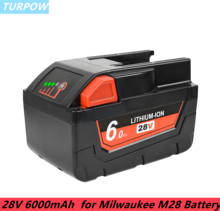 Turpow  M28 Battery 28V 6000mAh Li-ion Replacement Battery for Milwaukee Battery M28 M28B M28BX 48-11-2830 0730-20 Tool Battery 2024 - buy cheap